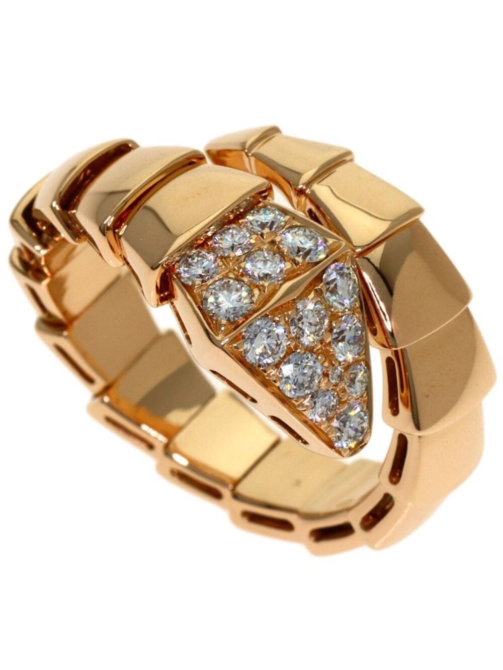 Bvlgari Serpenti M Diamond Ring 18k Pink Gold